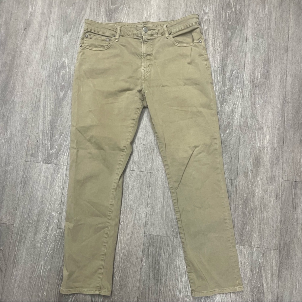 American Eagle khaki green color flex pants 5 pocket straight leg 34 x 30 34x30